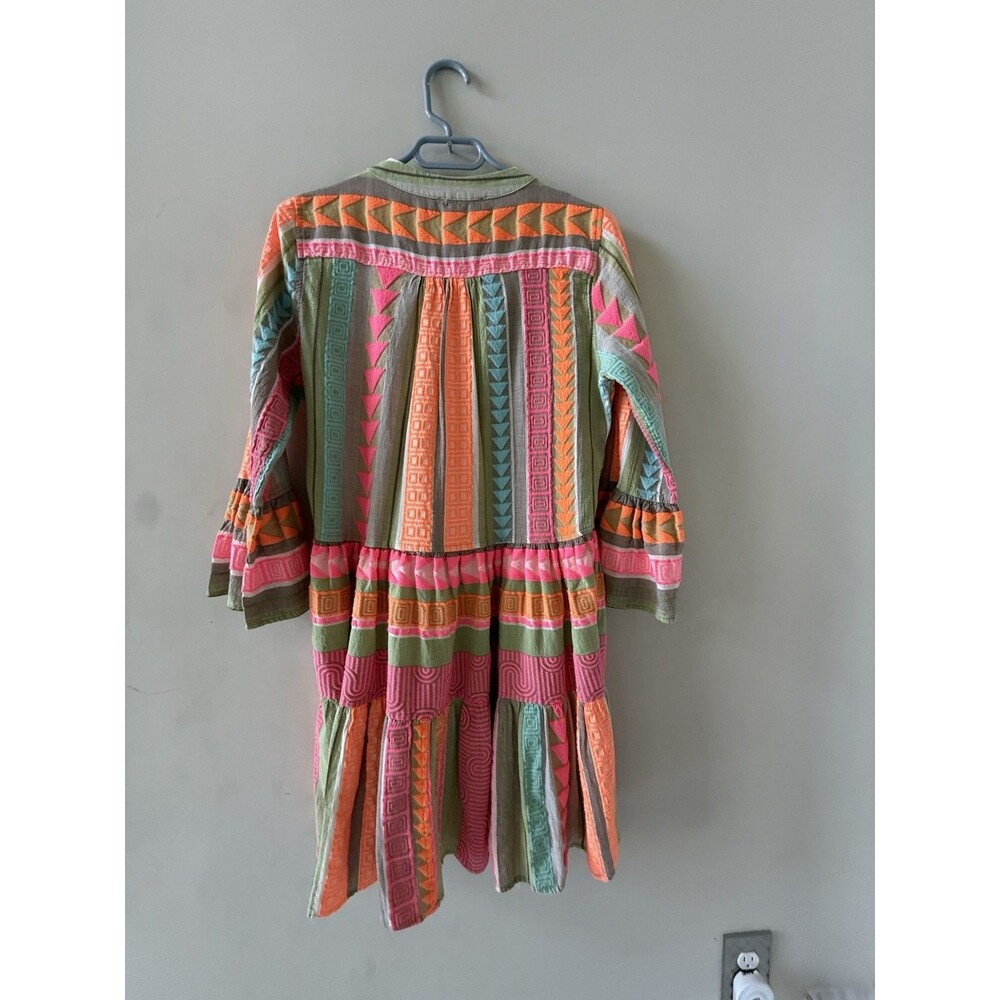 Devotion Twins Ella Short Dress XS Multi Neon Pink Orange Tunic Boho - Picture 6 of 8